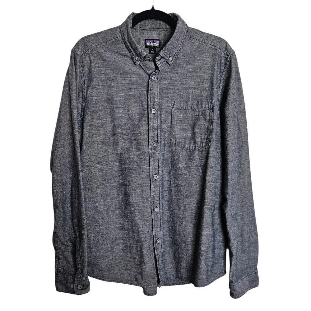 Patagonia Organic Cotton Chambray Button Down Blue Shirt Men's M